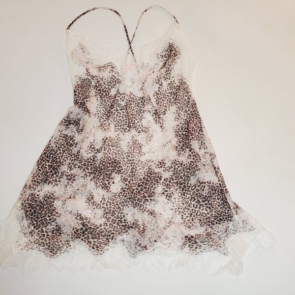Victoria's Secret Other - Victoria's Secret Lacy Babydoll with Deep Plunge Back Animal Print Lingerie